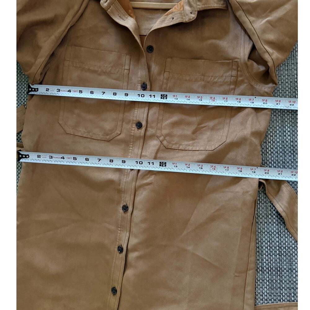 BANANA REPUBLIC Faux-suede Midi Shirt Dress Classic Tan/Camel M western safari - Picture 4 of 5